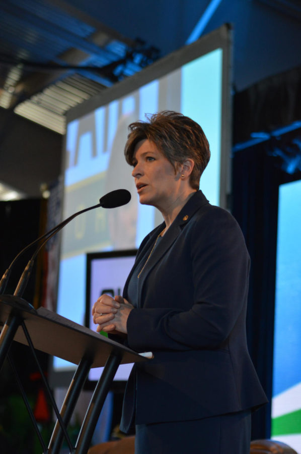 U.S.+Sen.+Joni+Ernst+delivers+a+speech+on+agriculture+at+the+2015+Ag+Summit+in+Des+Moines+on+March+7.