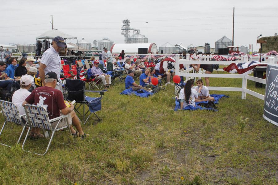 The crowd at Joni Ernsts Roast and Ride event awaits the rival of Joni Ernst and the Republican presidential candidates scheduled to speak at the event on Saturday, June 6 in Boone, Iowa. 
