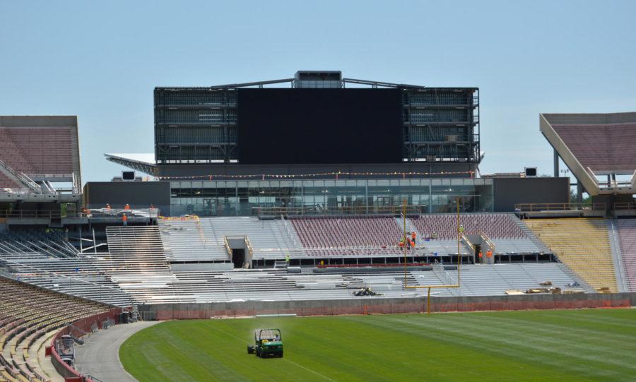 The addition to the south end zone at Jack Trice Stadium is on track to be ready for the opening game against Northern Iowa on Sept. 5.