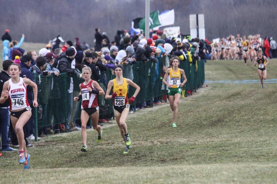Junior Crystal Nelson runs to a seventh-place finish at the NCAA Championships in Terre Haute, Ind. on Nov. 22. Nelsons performance helped Iowa State place runner-up at the event.