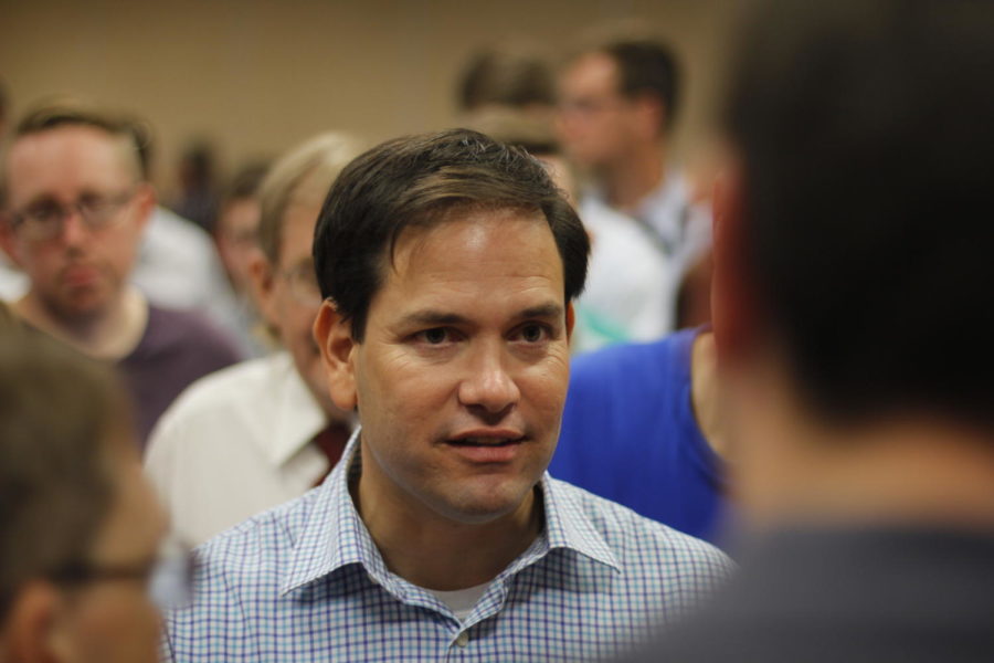 Florida+Senator+and+2016+Presidential+Candidate%2C+Marco+Rubio+speaks+one-on-one+with+members+of+the+crowd+at+the+Holliday+Inn+in+Ames+on+June+6.+Rubio+hosted+a+meet+and+greet+before+going+to+Jonis+1st+annual+Roast+and+Ride%2C+hosted+by+Iowa+Senator+Joni+Ernst.