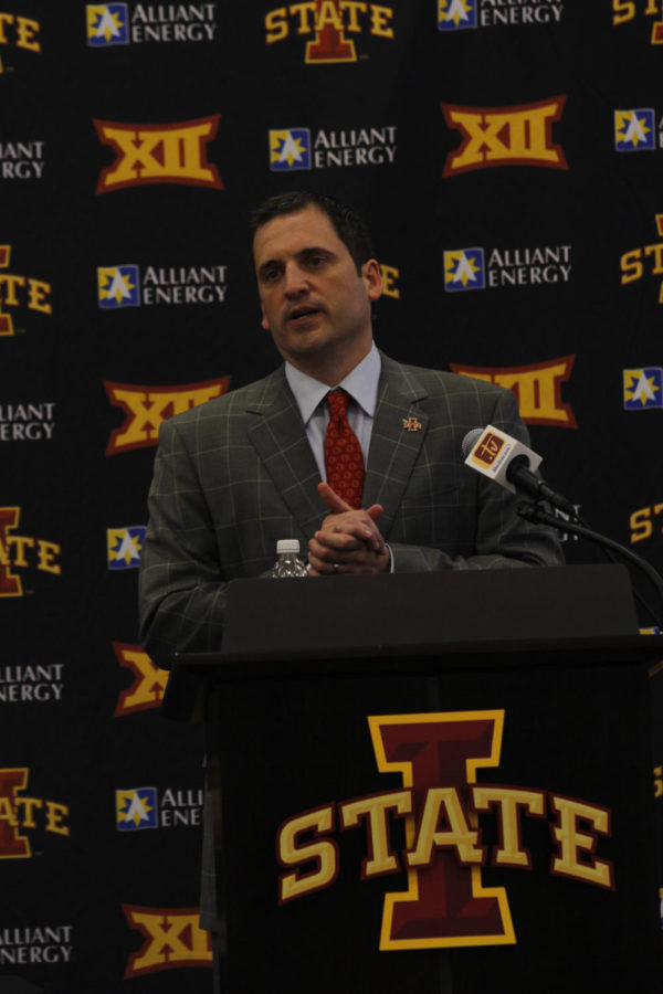 Steve Prohm talks about his new position as head coach of the ISU mens basketball team at a press conference on Tuesday, June 9 at the Sukup Basketball Complex.