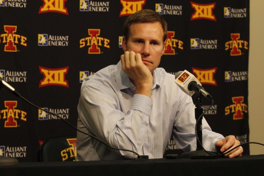 Fred Hoiberg speaks to media at his final ISU press conference at Hilton Coliseum on Friday, June 5.