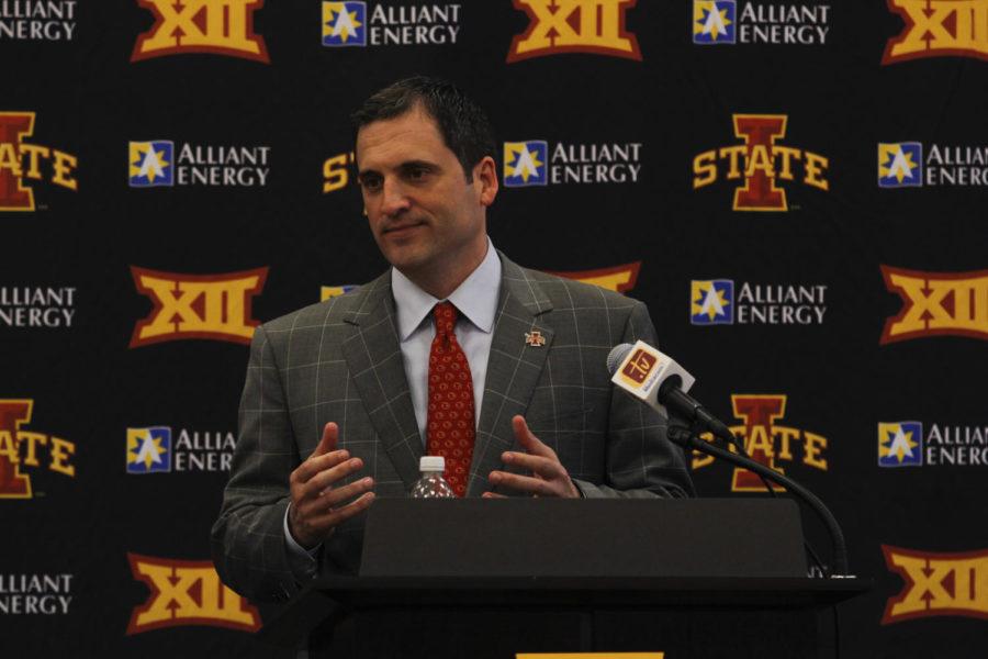 Steve Prohm talks about his new position as head coach of the Iowa State mens basketball team at a press conference on June 9, 2015 at the Sukup Basketball Complex.