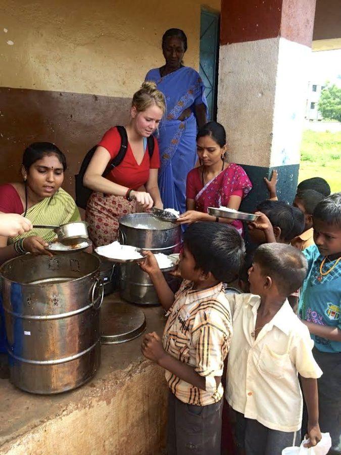 Ella Gehrke, junior in global resource systems, serving in India last summer.