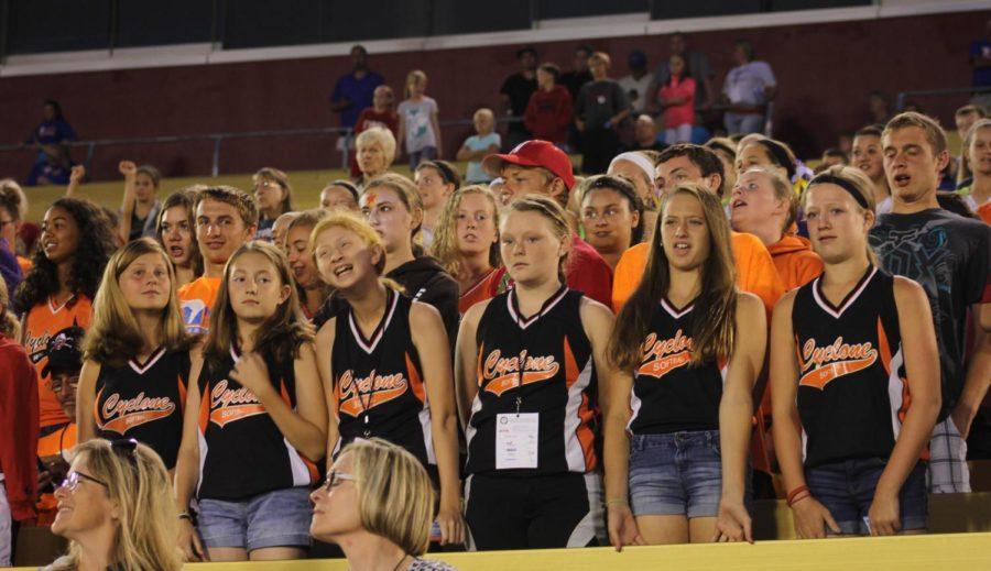 Athletes recite the athlete code during the opening ceremonies of the Iowa Games on July 18, 2014 at Jack Trice Stadium.