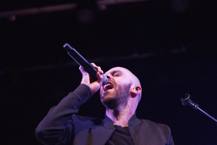 Vocalist Sam Harris of X Ambassadors performs at the Memorial Union Thursday night. 