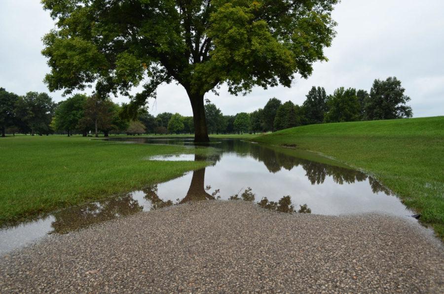 Rain over the weekend caused flooding at Veenker Memorial Golf Course. Veenker has been flooded since Friday and Squaw creek water levels were high Aug. 30.