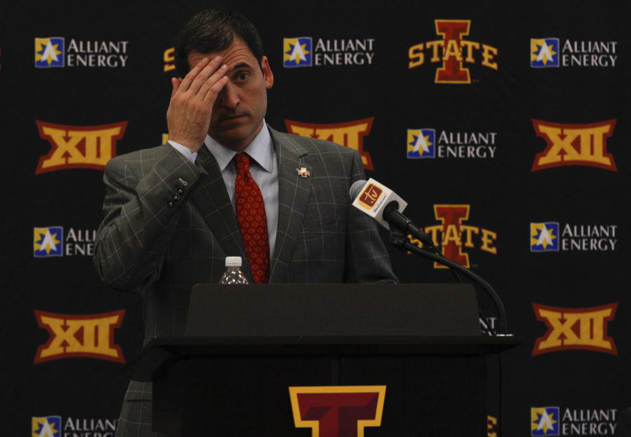 Steve Prohm talks about his new position as head coach of the ISU men's basketball team at a press conference on Tuesday, June 9 in the Sukup basketball complex.