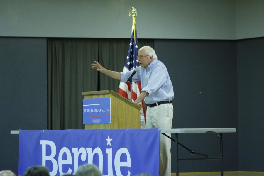 Democratic presidential candidate Bernie Sanders talked to a group of Iowans at a town meeting at the Boone County Fairgrounds on Saturday, Aug. 15. 