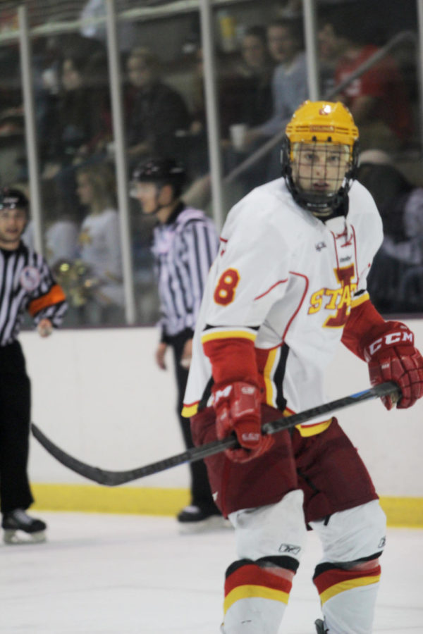 Freshman Zack Johnson made the first goal of the game on Sept. 26. The Cyclones beat HC Harbin, a team visiting from China, 8-0. 