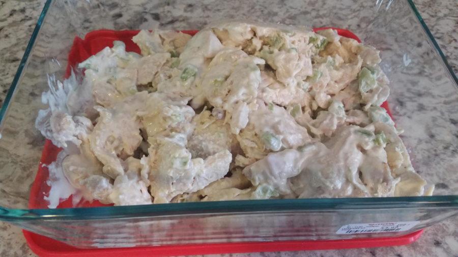 A cold chicken salad makes for a perfect healthy snack on a hot day. 