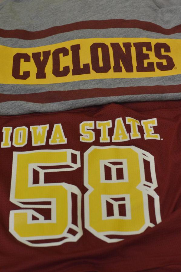 Students wear shirts representing athletes from Iowa State University on game days.