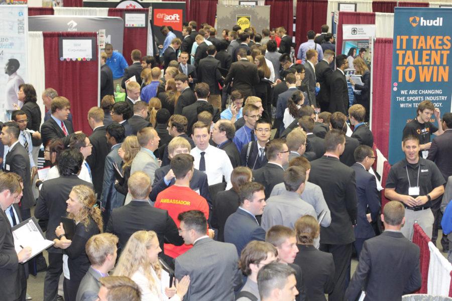Students gather in Hilton Coliseum on Sept. 29 for the career fair.