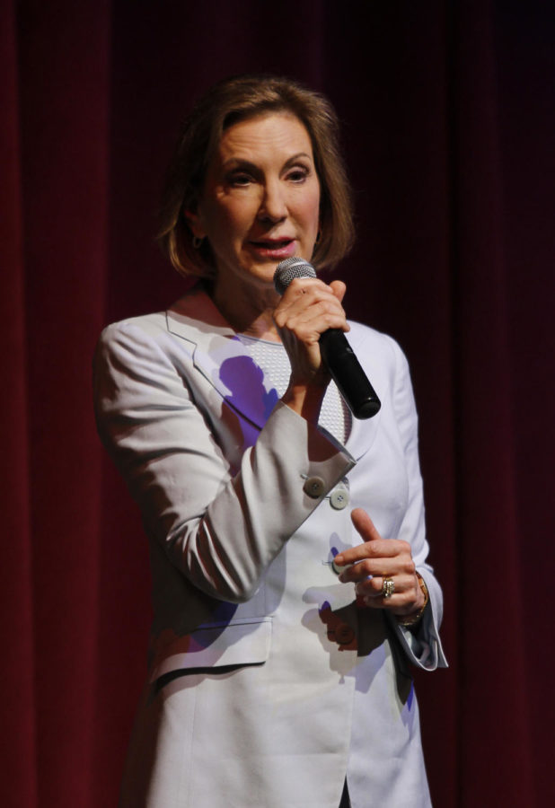 Carly Fiorina spoke at the Great Hall of the Memorial Union on Friday, August 28th.