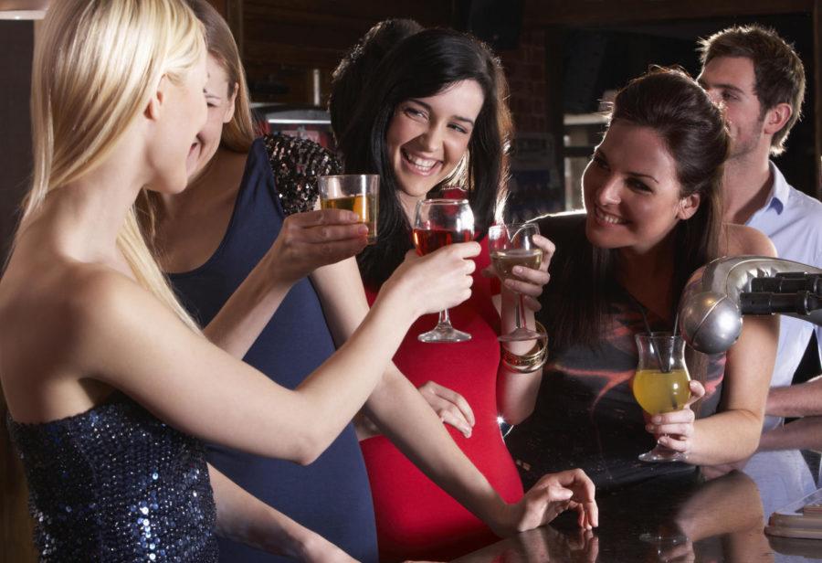 Ladies enjoy a night out to celebrate a friends approaching wedding.