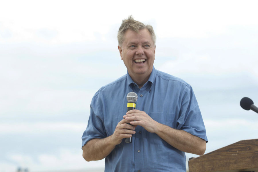 Im running as a Republican, but if I get to be president its going to be for all of America, said South Carolina Sen. Lindsey Graham at Joni Ernsts Roast and Ride event on Saturday, June 6 in Boone, Iowa. 