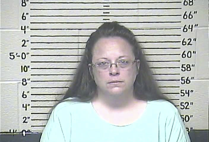 Rowan County clerk Kim Davis is shown in this booking photo provided last Thursday by the Carter County Detention Center in Grayson, Kent. Davis was jailed for refusing to issue marriage licenses to gay couples, and a full day of court hearings failed to put an end to her two-month legal fight over a U.S. Supreme Court ruling upholding same-sex marriage. 