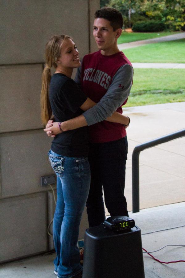 Sophomore Amanda Nerem and junior Alec Norem attempting to break the world record for the longest time spent hugging. The couple ended up beating the current record of 27 hours, by hugging for 32 hours. They started Sep. 18, and ended at 1:00am on Sep. 20. 