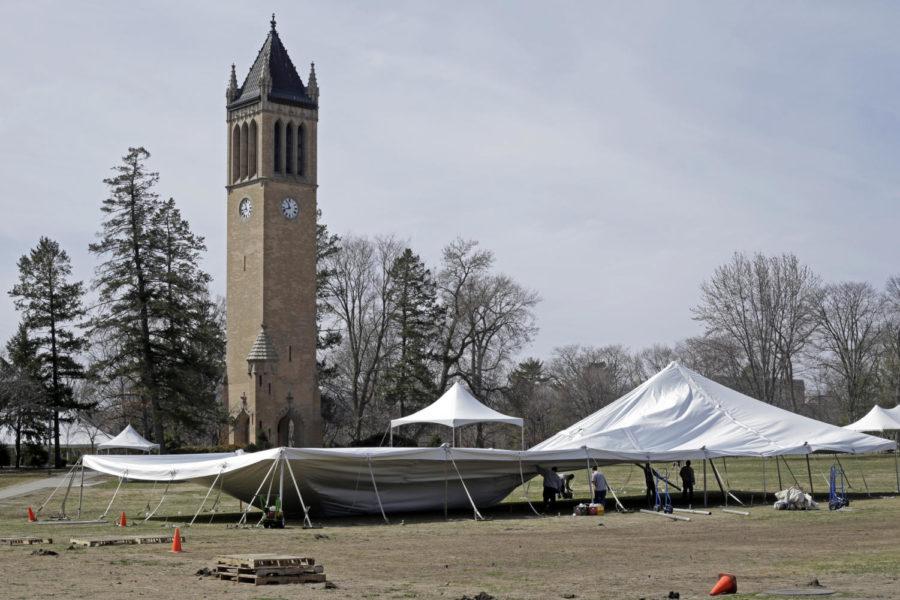 On+April+10%2C+workers+began+tearing+down+the+tents+on+central+campus+that+were+put+there+for+Veishea.+The+tents+were+placed+there+for+food%2C+clubs%2C+organizations+and+other+events.