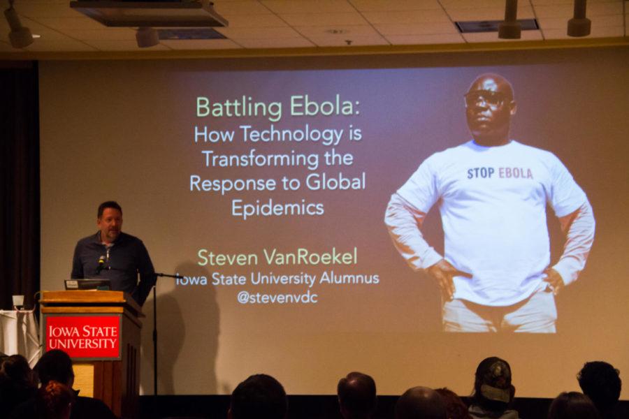 Steven VanRoekel, former USAID Chief Innovation Officer, gives a lecture on how technology has changed the way we as a world handle epidemics in the Sun Room of the Memorial Union Oct. 1.