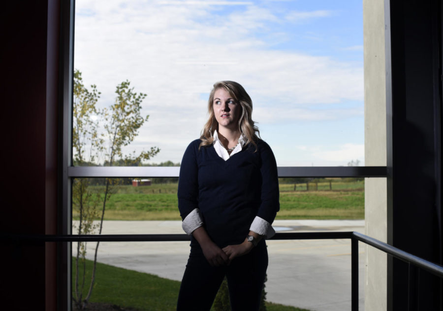 Jill+Schoborg%2C+senior+in+chemical+engineering%2C+poses+for+a+portrait+in+the+Hansen+Agriculture+Student+Learning+Center+in+Ames%2C+Iowa.