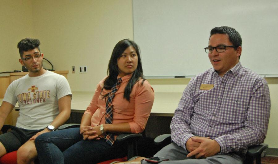 David Mena, Amanda Nguy and Dan Carney all shared their coming out experiences and gave insight and advice on the LGTBQ community Oct. 6 at State Gym.