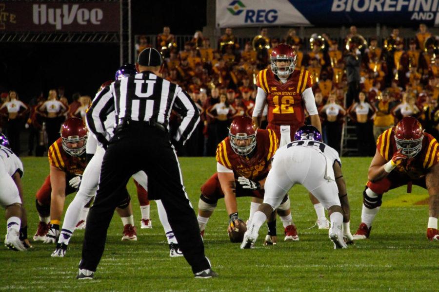 Quarterback Sam Richardson prepares for a snap during a game against TCU on Oct. 17, 2015. The Cyclones lost 45-21.