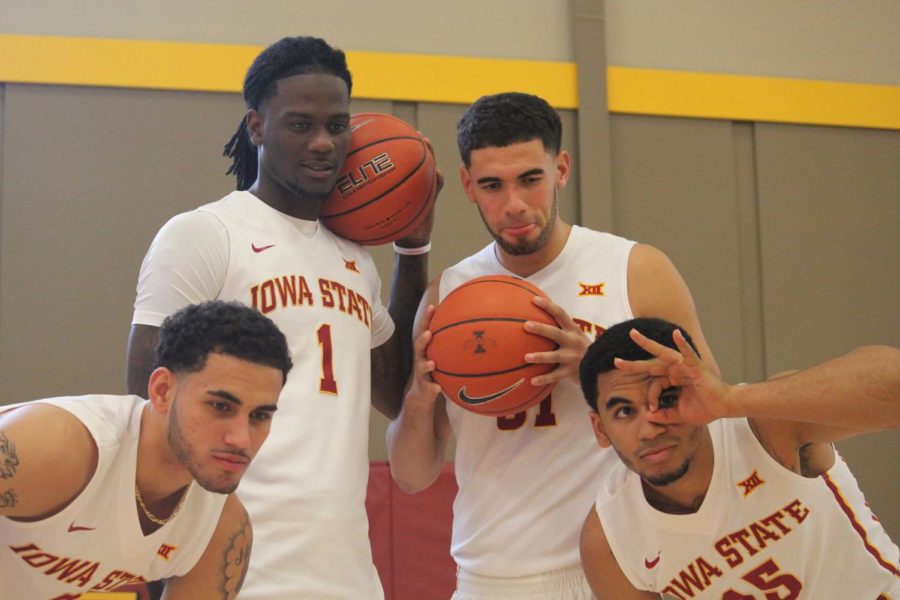Iowa State Mens Basketball players joke around for press at Media Day Oct.6. at Sukup Basketball Complex.