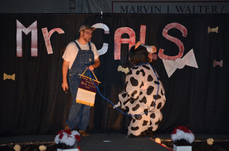 Kegan Wertz, winner of mr.CALS 2015 showing his future career. The CALS event was held Oct. 5. in Hansen Agricultural center.