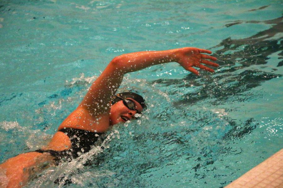 Guy Shilon, freshman in pre-business, swims during practice Oct. 19. Shilon is from Caesarea, Israel.