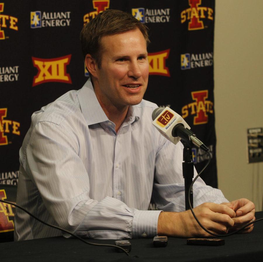 Fred Hoiberg speaks at his last Iowa State press conference in Hilton Coliseum on Friday, June 5, 2015.