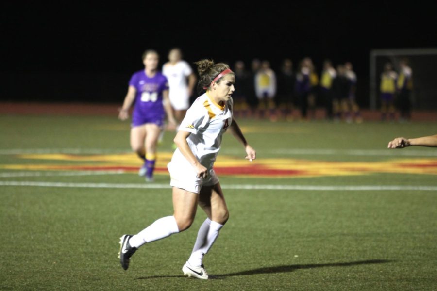 Freshman midfielder Emily Steil preps to receive the ball in the 1-0 win against Northern Iowa. 