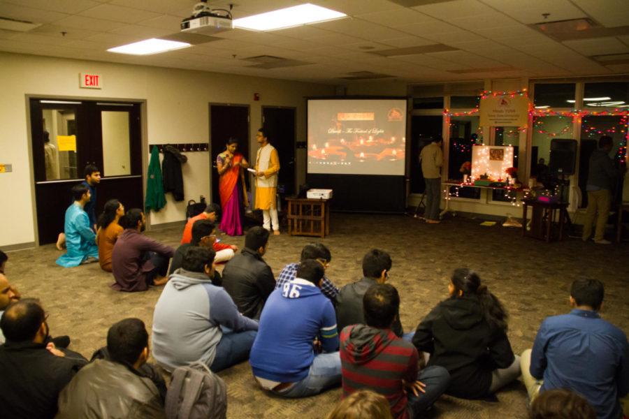 Students gather during a celebration for Diwali, put on by students from Hindu YUVA. The celebration took place on the evening of Nov. 11 in the Schilletter-University Village Commons. 