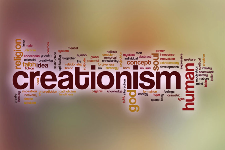Creationism word cloud concept with an abstract background