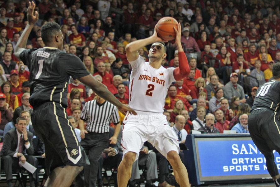 Abdel Nader goes up for a shot during the Cyclones 68-62 win against Colorado on Nov. 13, 2015 in Sioux Falls, S.D.