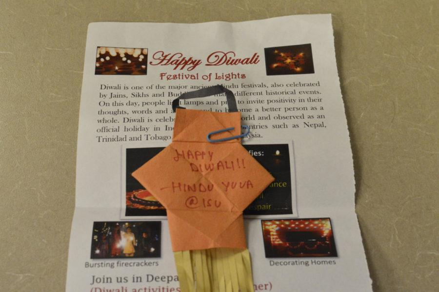 The Hindu YUVA at ISU handed out paper lamps during the Diwali Festival of Lights on Nov. 10 outside of the Memorial Union.