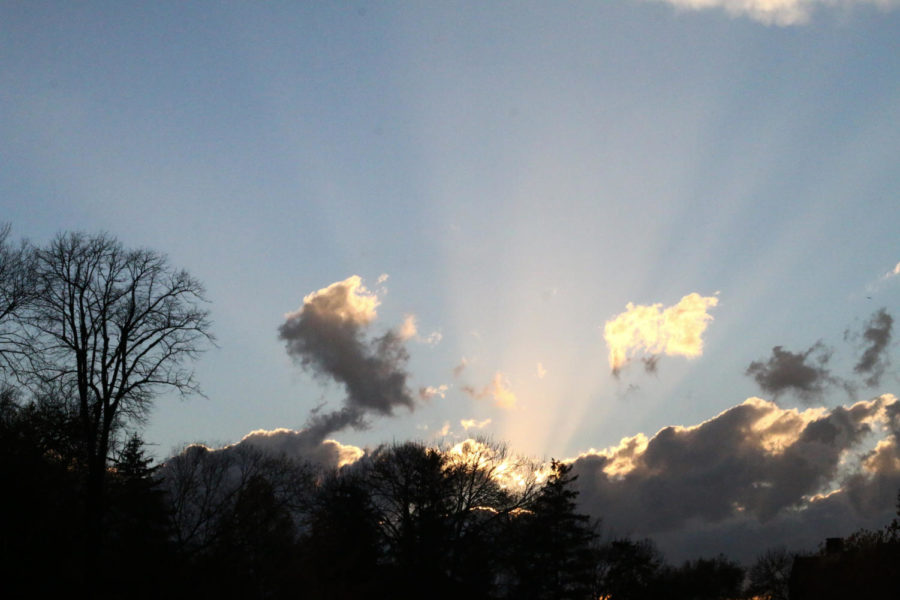 The sun shines through clouds after a thunderstorm Wed. afternoon. Severe thunderstorms and tornados were reported across the state, with at least three confirmed tornados in Des Moines, Corning, and 5 miles east of Winterset. 