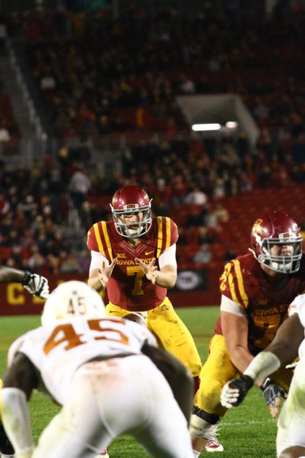 Iowa State quarterback Joel Lanning prepares for the snap during the game against Texas Sat. night. The Cyclones went on to defeat the Longhorns 24-0. 