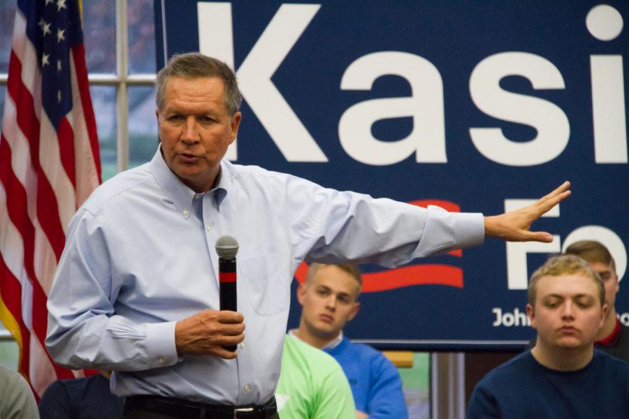 Presidential+candidate+John+Kasich+%28current+governor+of+Ohio%29+speaks+at+a+town+hall+style+meeting+Nov.+30.+Kasich+talked+about+and+answered+questions+ranging+from+the+economy+to+healthcare.