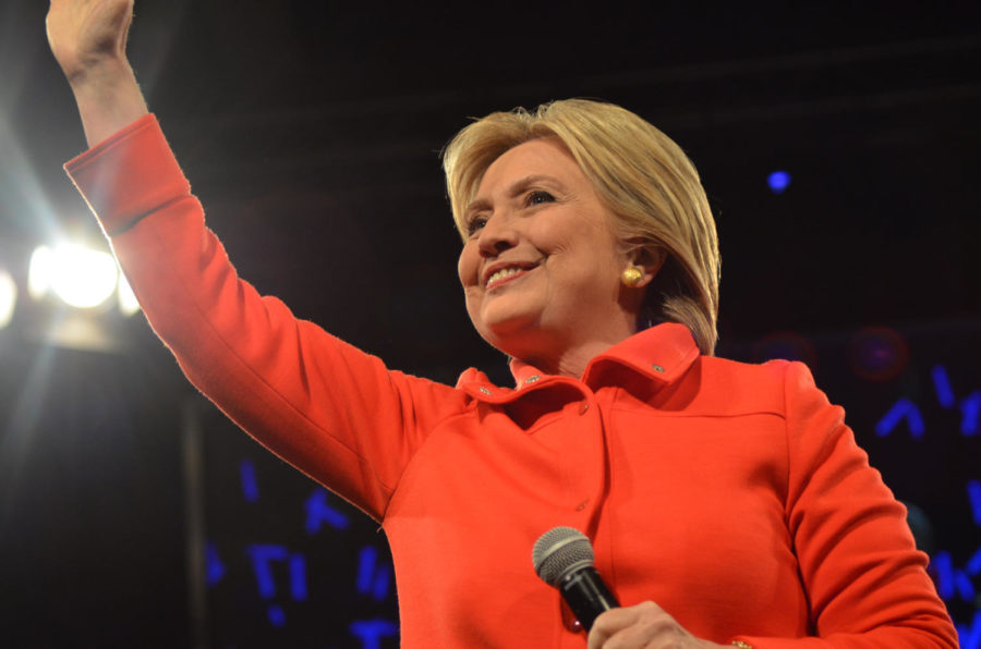 Democratic presidential candidate Hillary Clinton appears at the Iowa Democratic Party’s annual Jefferson-Jackson Dinner in Des Moines on Saturday, Oct. 24.