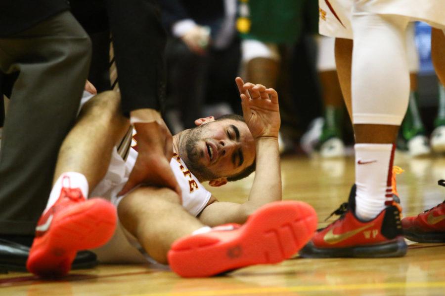 Iowa State senior forward Georges Niang goes down with what was thought to be a knee injury during the game against North Dakota State University. In a later press conference, Niang stated that it was actually just a charlie horse. I probably overreacted a bit. 