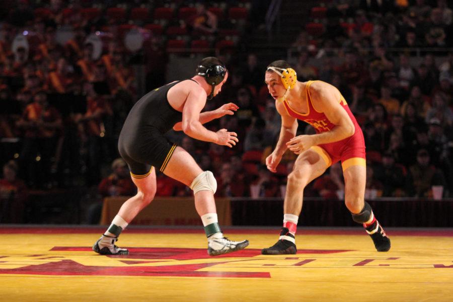Tanner Weatherman, redshirt senior, helped the Cyclones with 10-9 by dec. on Nov. 29 at Hilton Coliseum. Iowa State fell 33-6 to Iowa.