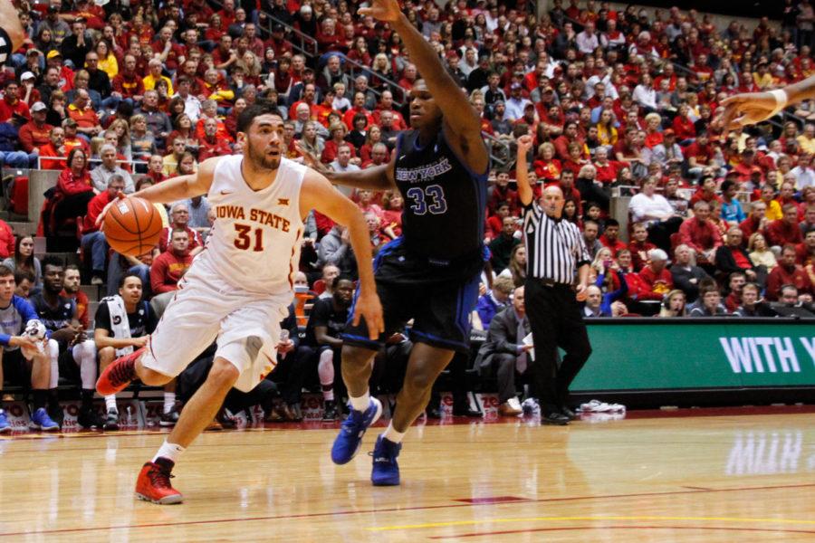 Georges Niang drives the lane against a Buffalo defender. Niang scored a career-high 31 points and tied a career-high 12 rebounds in a winning effort. 