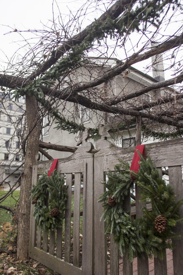 Wreaths+decorate+the+gate+of+Farm+House+Museum+on+Wednesday%2C+Oct.+31.%0A