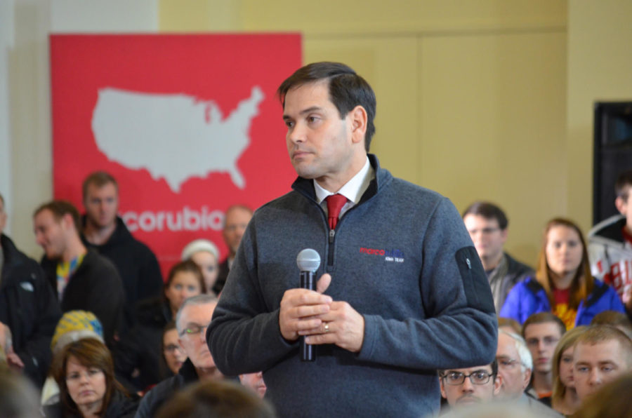 Marco Rubio spoke in Ames, Iowa at the Iowa State University Alumni Center. Rubio's town hall consisted on questions from the crowd and meeting with supporters after on Jan. 23. 