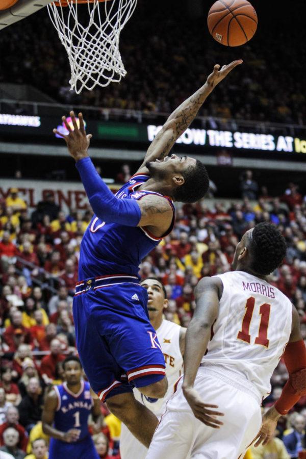 Kansas sophomore guard Frank Mason III scores against Iowa State on Jan. 17. The Cyclones defeated the Jayhawks 86-81.