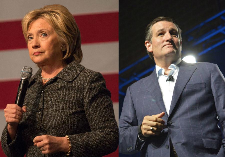 Hillary Clinton (left) and Ted Cruz (right) lead in the latest poll from Iowa State University/WHO-HD.