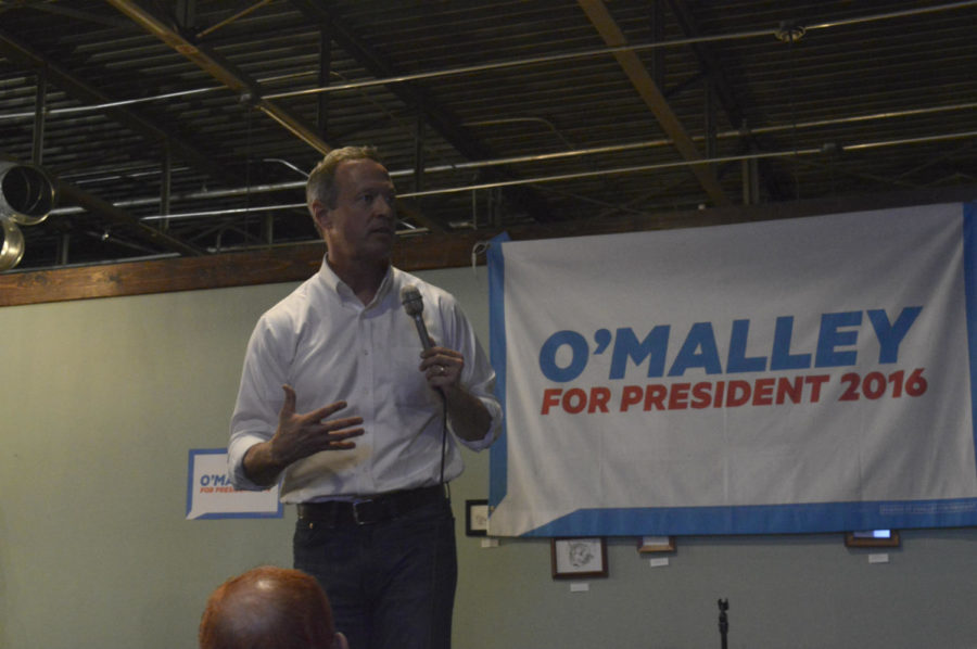 Democratic+presidential+candidate+Martin+OMalley+speaks+at+Torrent+Brewing+Company+in+Ames+on+Jan.+27.