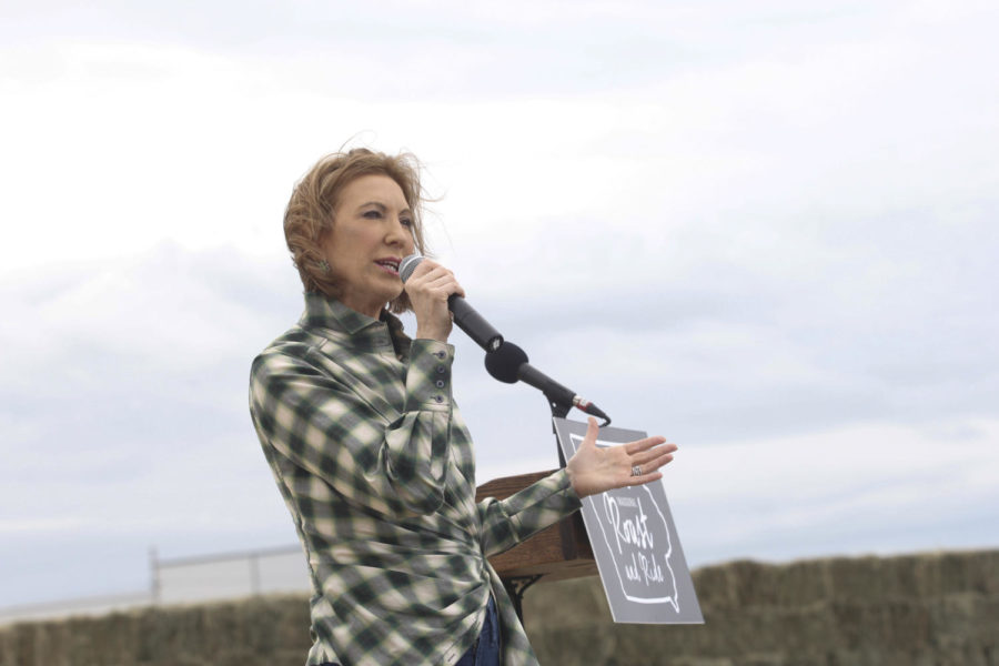 Former HP CEO Carly Fiorina talked about how too much of Americans potential is being wasted during her speech at Joni Ernsts inaugural Roast and Ride event on Saturday, June 6 in Boone, Iowa.